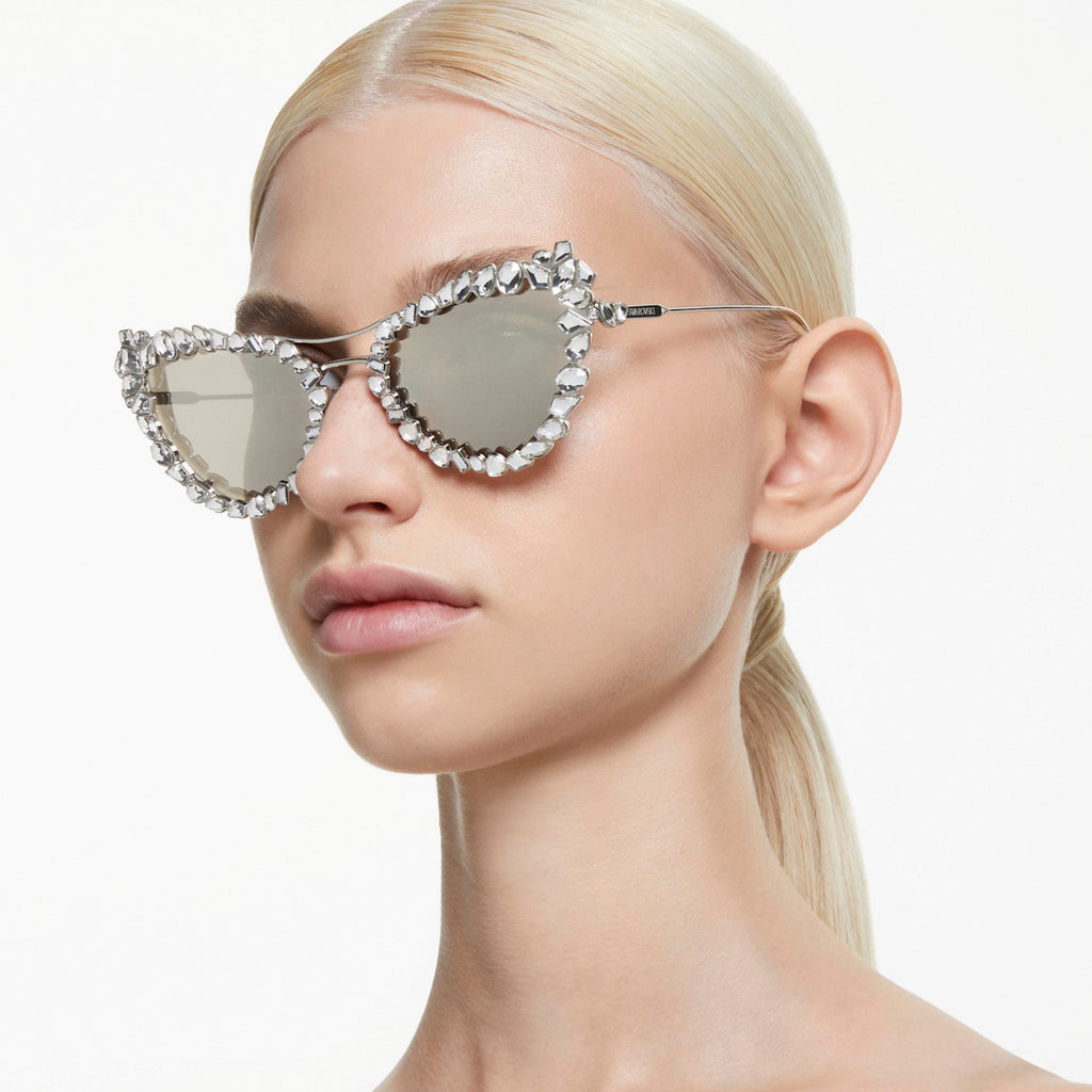 2 in 1 clip-on sunglasses Statement, Cat-eye shape, SK7011, White - Shukha Online Store