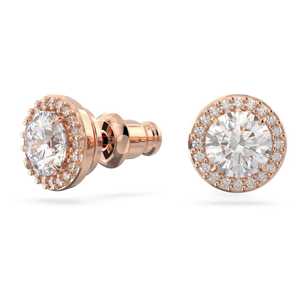 Constella stud earrings Round cut, Pavé, White, Rose gold-tone plated - Shukha Online Store