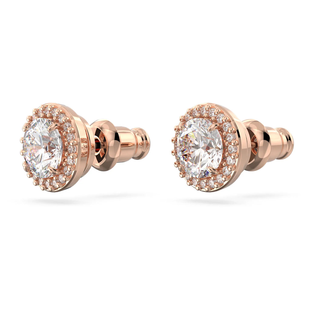 Constella stud earrings Round cut, Pavé, White, Rose gold-tone plated - Shukha Online Store