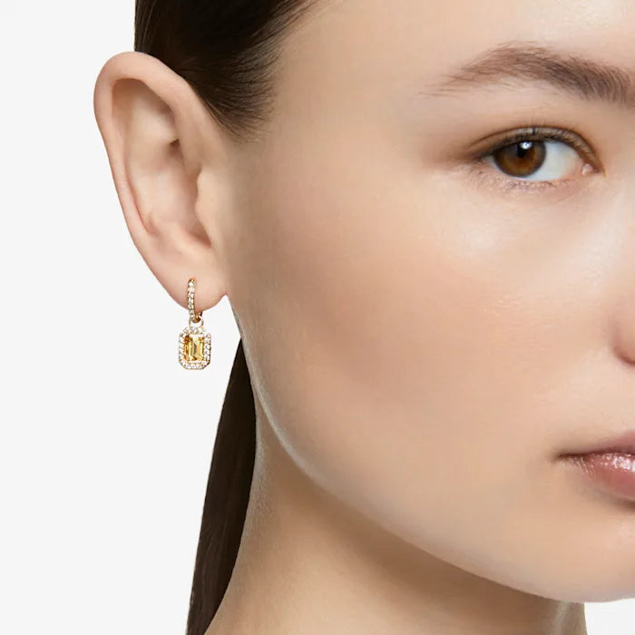 Millenia drop earrings Octagon cut, Yellow, Gold-tone plated - Shukha Online Store
