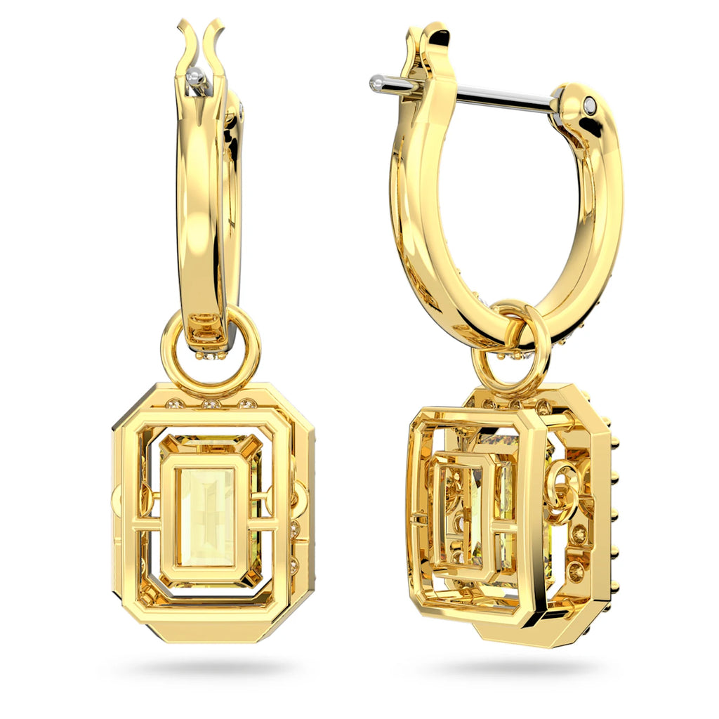 Millenia drop earrings Octagon cut, Yellow, Gold-tone plated - Shukha Online Store