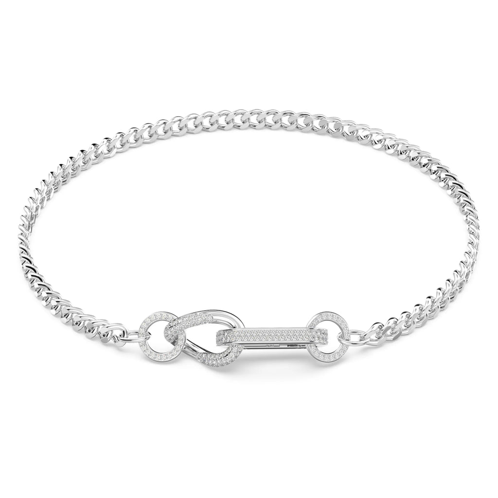 Dextera necklace Pavé, Mixed links, White, Rhodium plated - Shukha Online Store