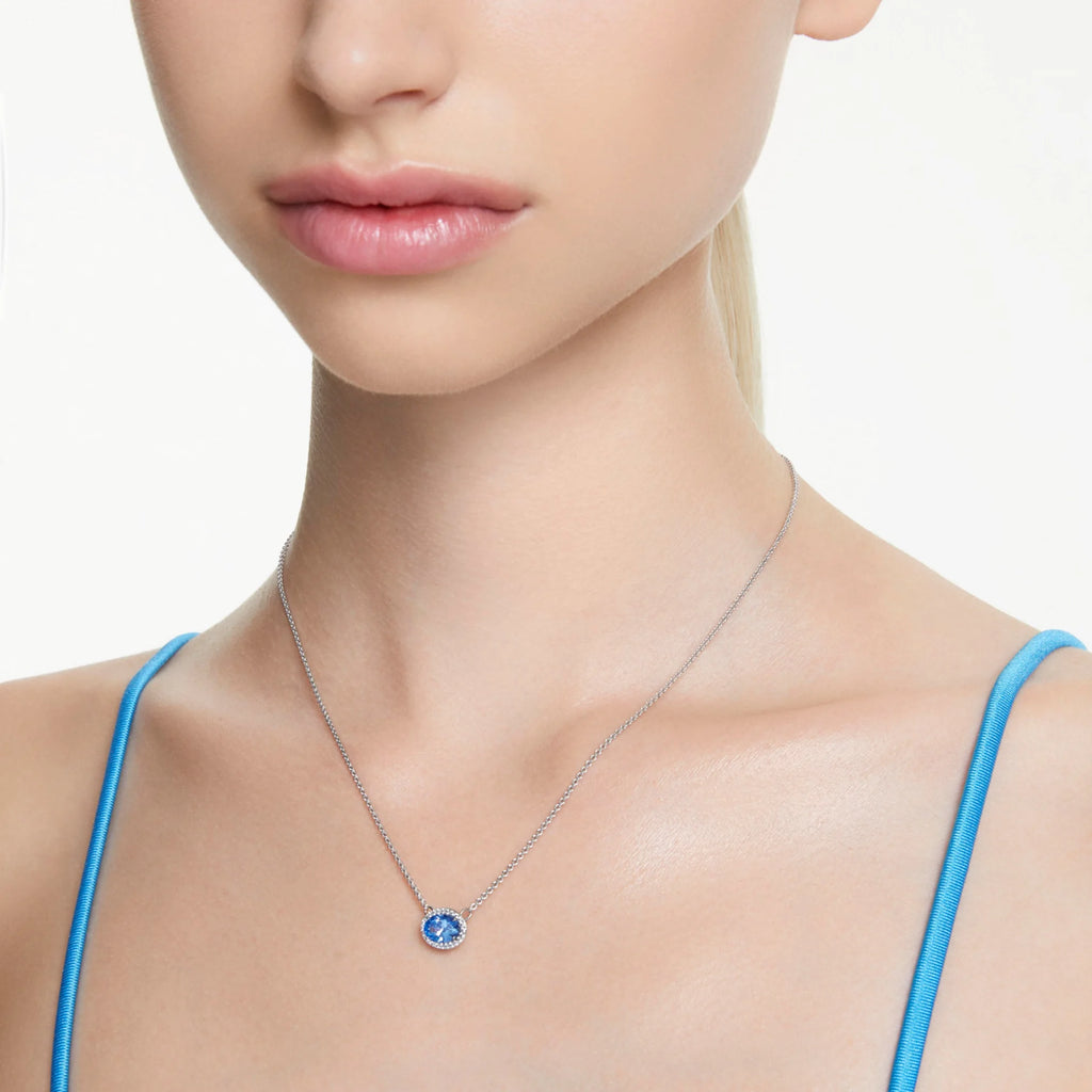 Constella necklace Oval cut, Blue, Rhodium plated - Shukha Online Store