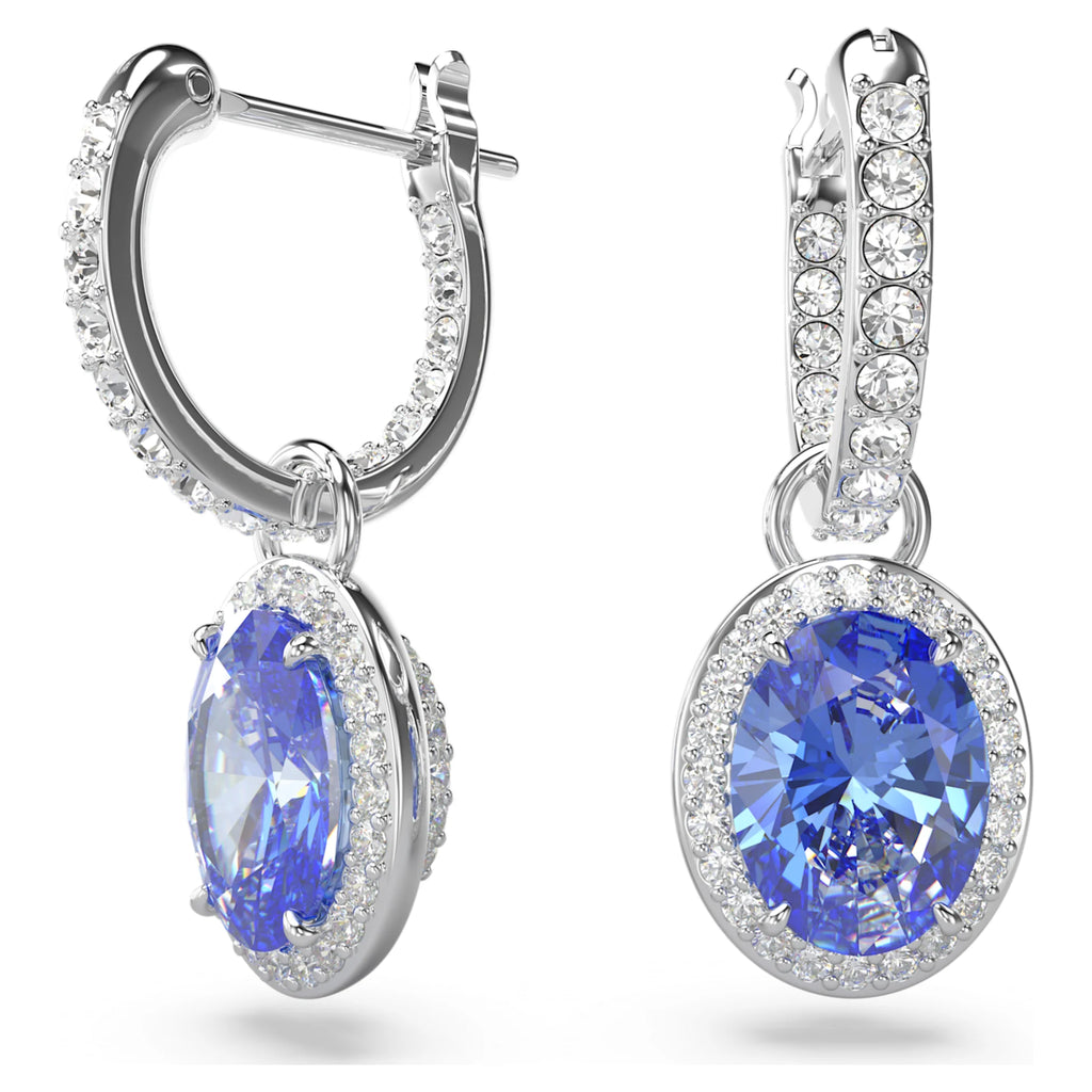 Constella drop earrings Oval cut, Blue, Rhodium plated - Shukha Online Store