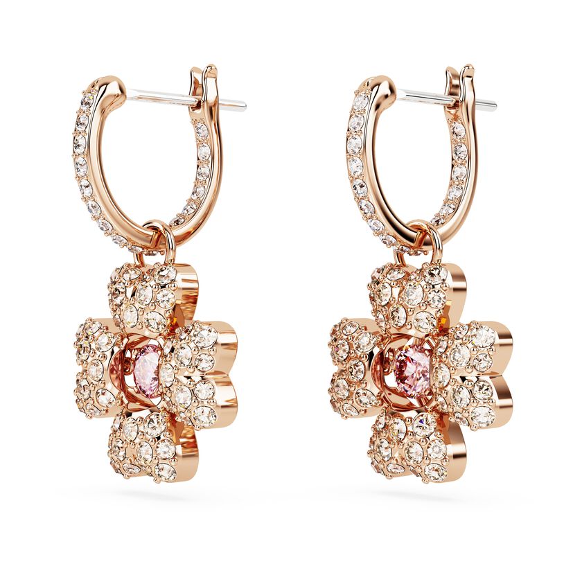 Idyllia drop earrings Clover, White, Rose gold-tone plated - Shukha Online Store