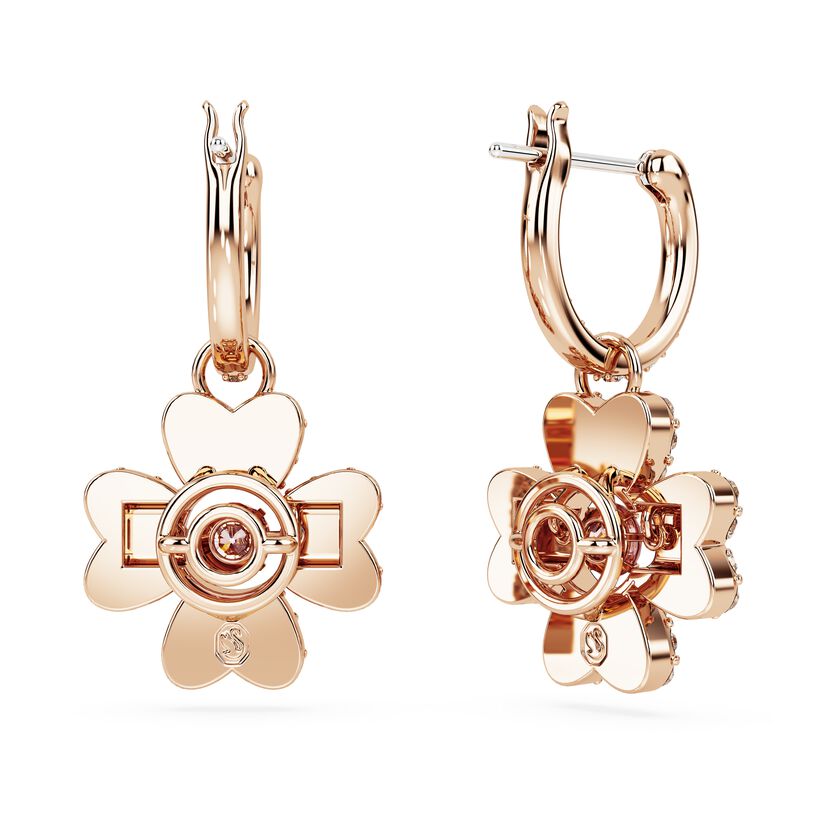 Idyllia drop earrings Clover, White, Rose gold-tone plated - Shukha Online Store