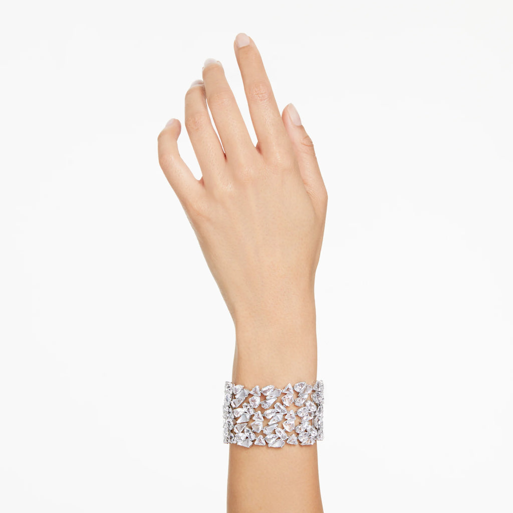 Mesmera bracelet Mixed cuts, White, Rhodium plated - Shukha Online Store