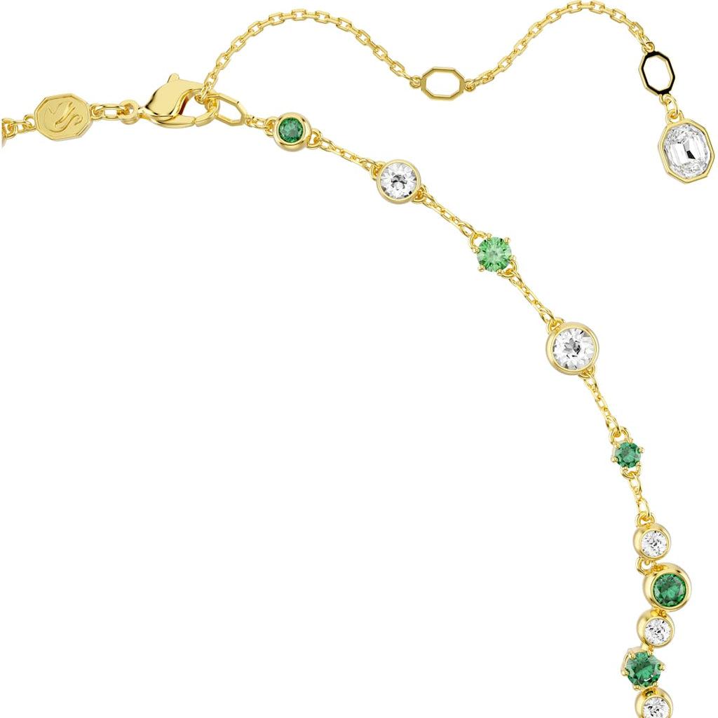 Constella Y necklace, Mixed cuts, Green, Gold-tone plated - Shukha Online Store