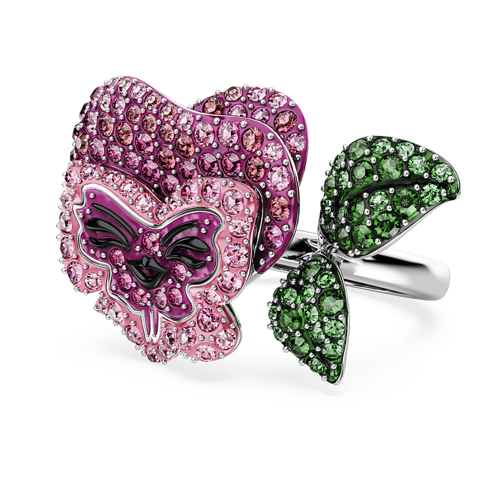 Alice in Wonderland cocktail ring Flower, Multicolored, Rhodium plated - Shukha Online Store