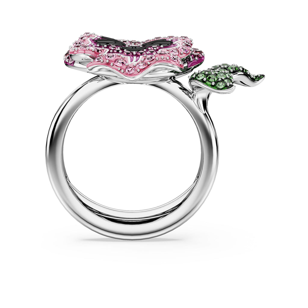 Alice in Wonderland cocktail ring Flower, Multicolored, Rhodium plated - Shukha Online Store