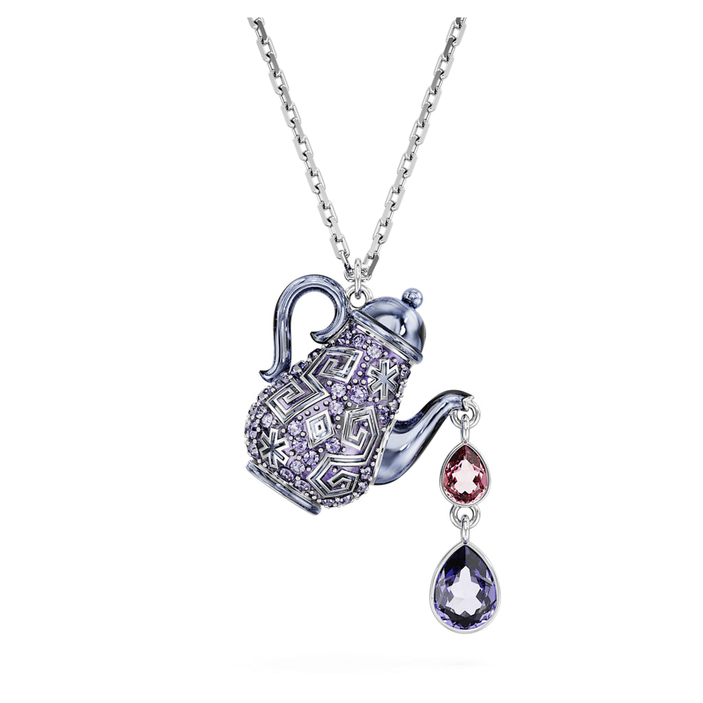 Alice in Wonderland pendant Teapot, Purple, Rhodium plated - Shukha Online Store