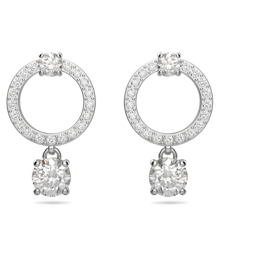 Attract hoop earrings Round cut, White, Rhodium plated - Shukha Online Store