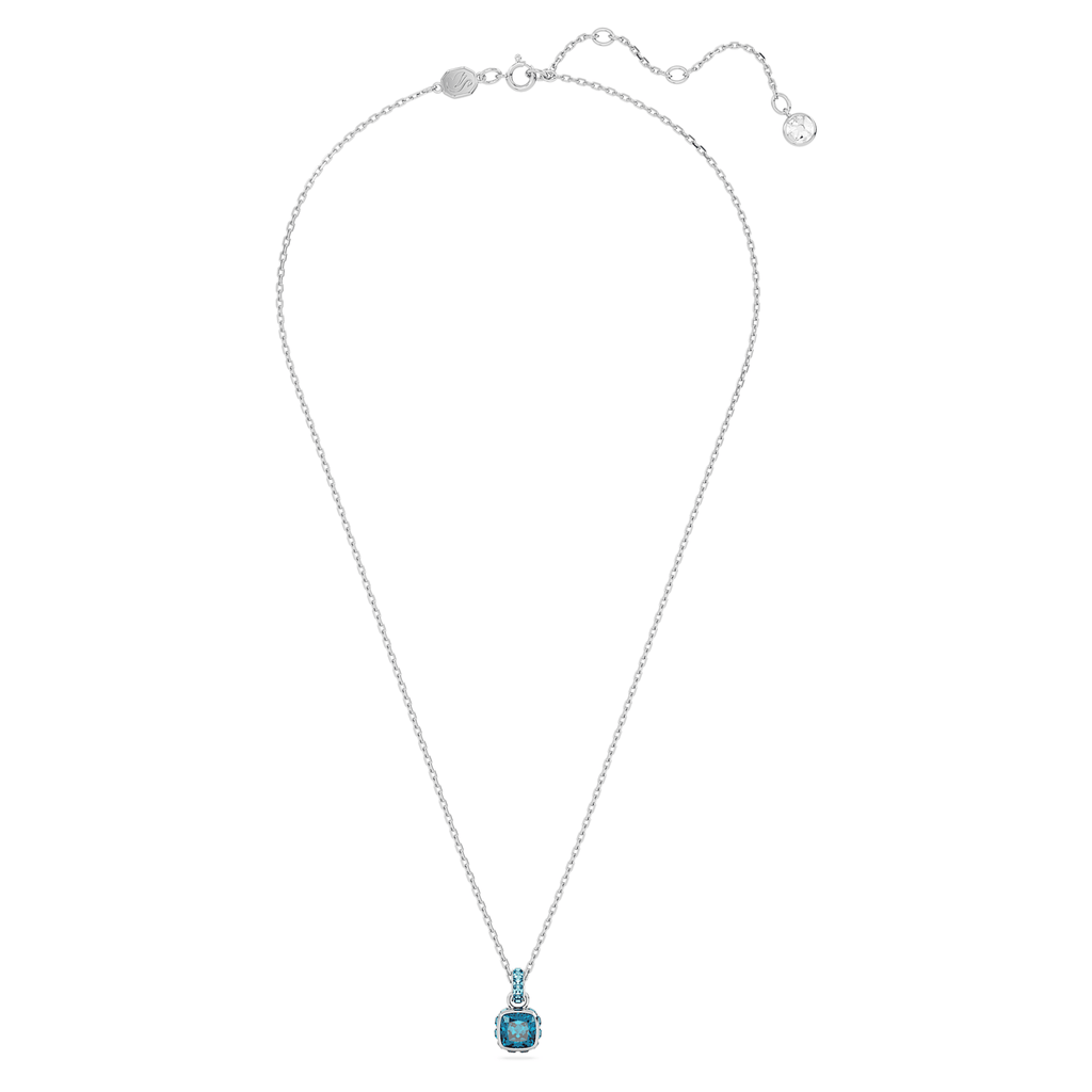 Birthstone pendant Square cut, December, Blue, Rhodium plated - Shukha Online Store