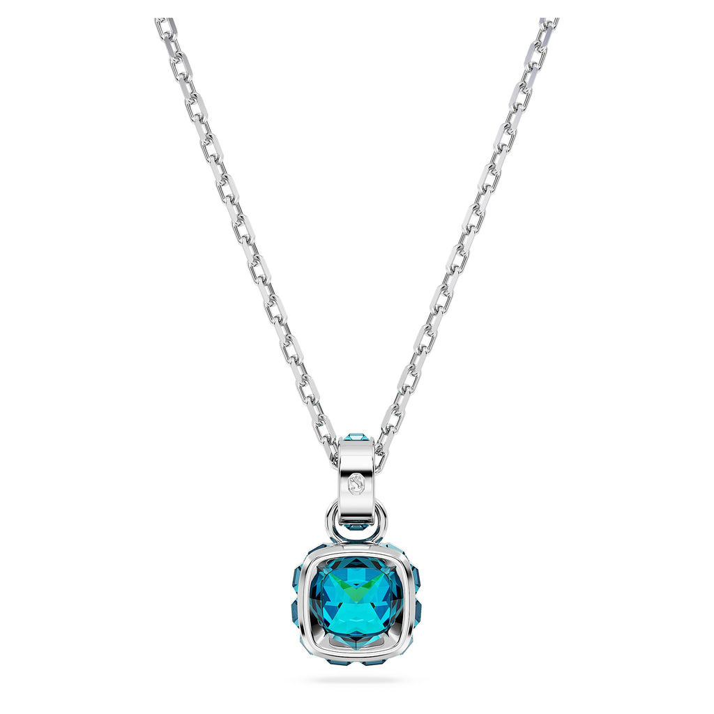 Birthstone pendant Square cut, December, Blue, Rhodium plated - Shukha Online Store