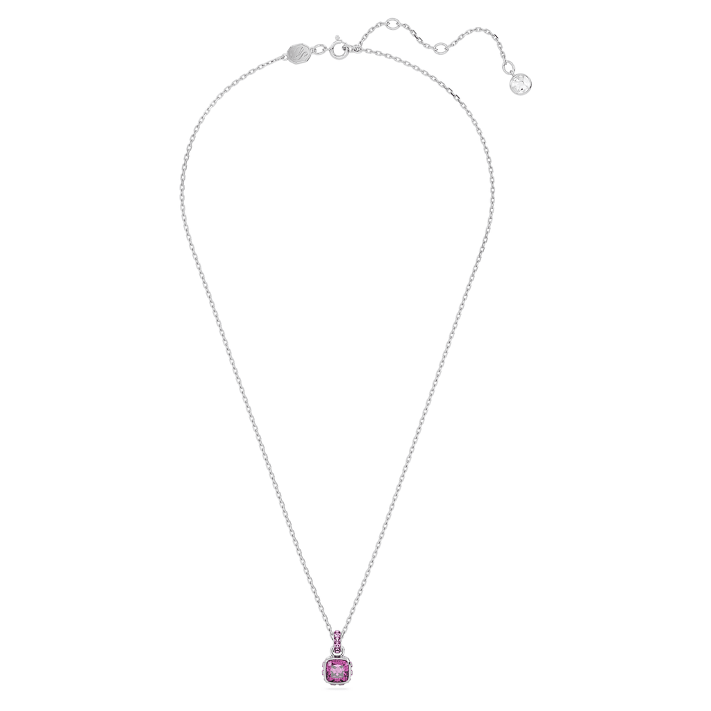 Birthstone pendant Square cut, February, Purple, Rhodium plated - Shukha Online Store