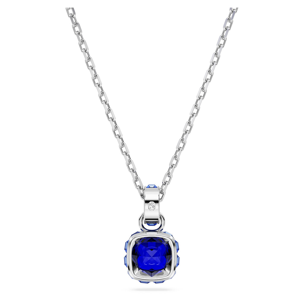 Birthstone pendant Square cut, September, Blue, Rhodium plated - Shukha Online Store