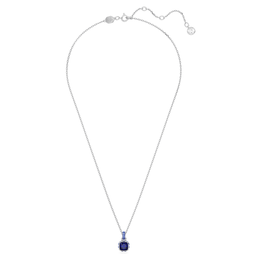 Birthstone pendant Square cut, September, Blue, Rhodium plated - Shukha Online Store