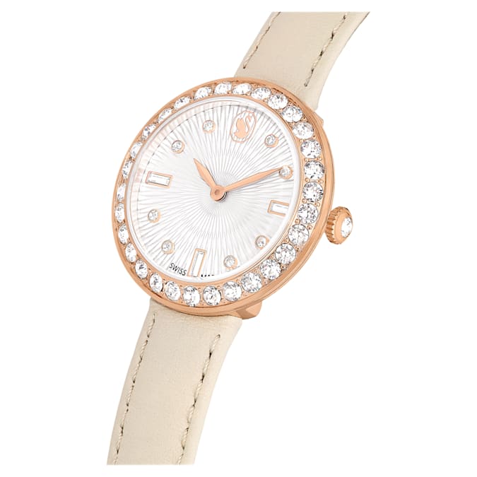 Certa watch Swiss Made, Leather strap, Beige, Rose gold-tone finish - Shukha Online Store
