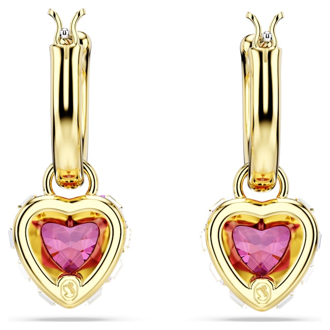 Chroma drop earrings Heart, Red, Gold-tone plated - Shukha Online Store