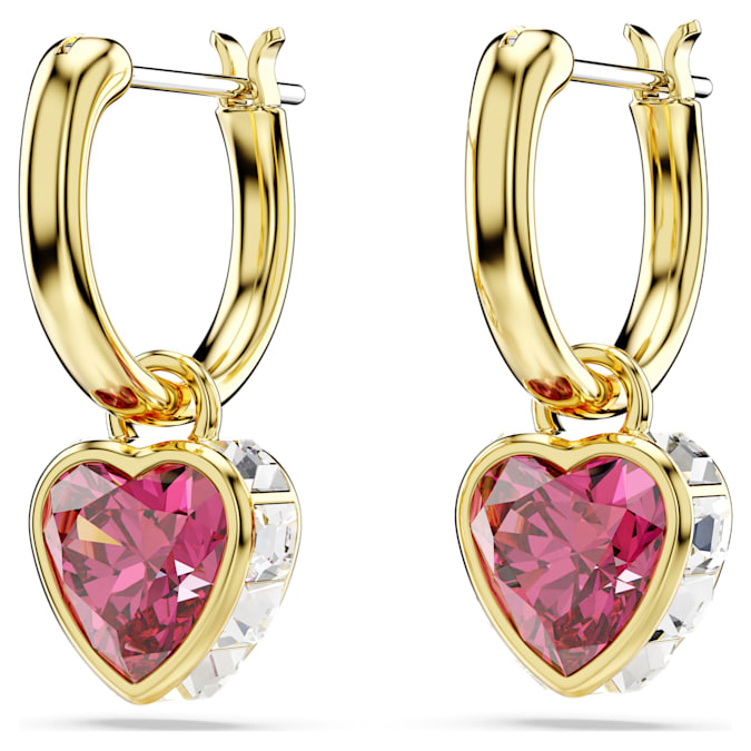 Chroma drop earrings Heart, Red, Gold-tone plated - Shukha Online Store