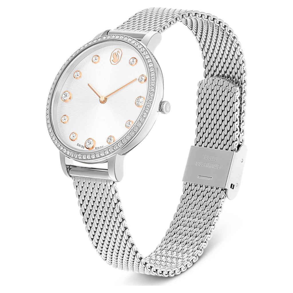 Clarica watch Swiss Made, Metal bracelet, Silver tone, Stainless steel ...