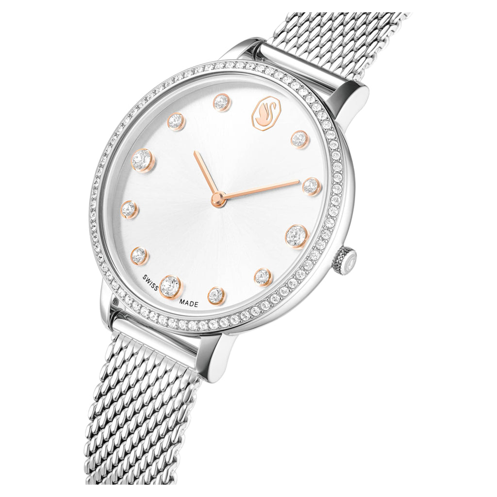 Clarica watch Swiss Made, Metal bracelet, Silver tone, Stainless steel ...