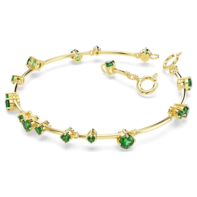 Constella bangle Mixed round cuts, Green, Gold-tone plated - Shukha Online Store
