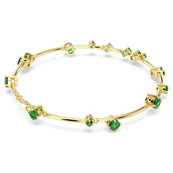 Constella bangle Mixed round cuts, Green, Gold-tone plated - Shukha Online Store