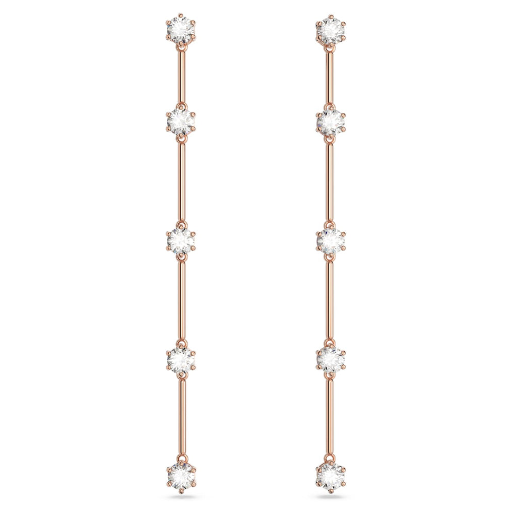 Constella drop earrings Round cut, White, Rose gold-tone plated - Shukha Online Store