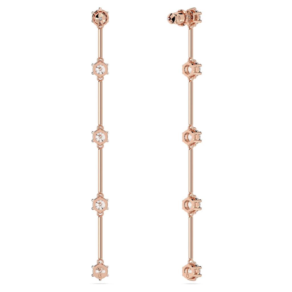 Constella drop earrings Round cut, White, Rose gold-tone plated - Shukha Online Store