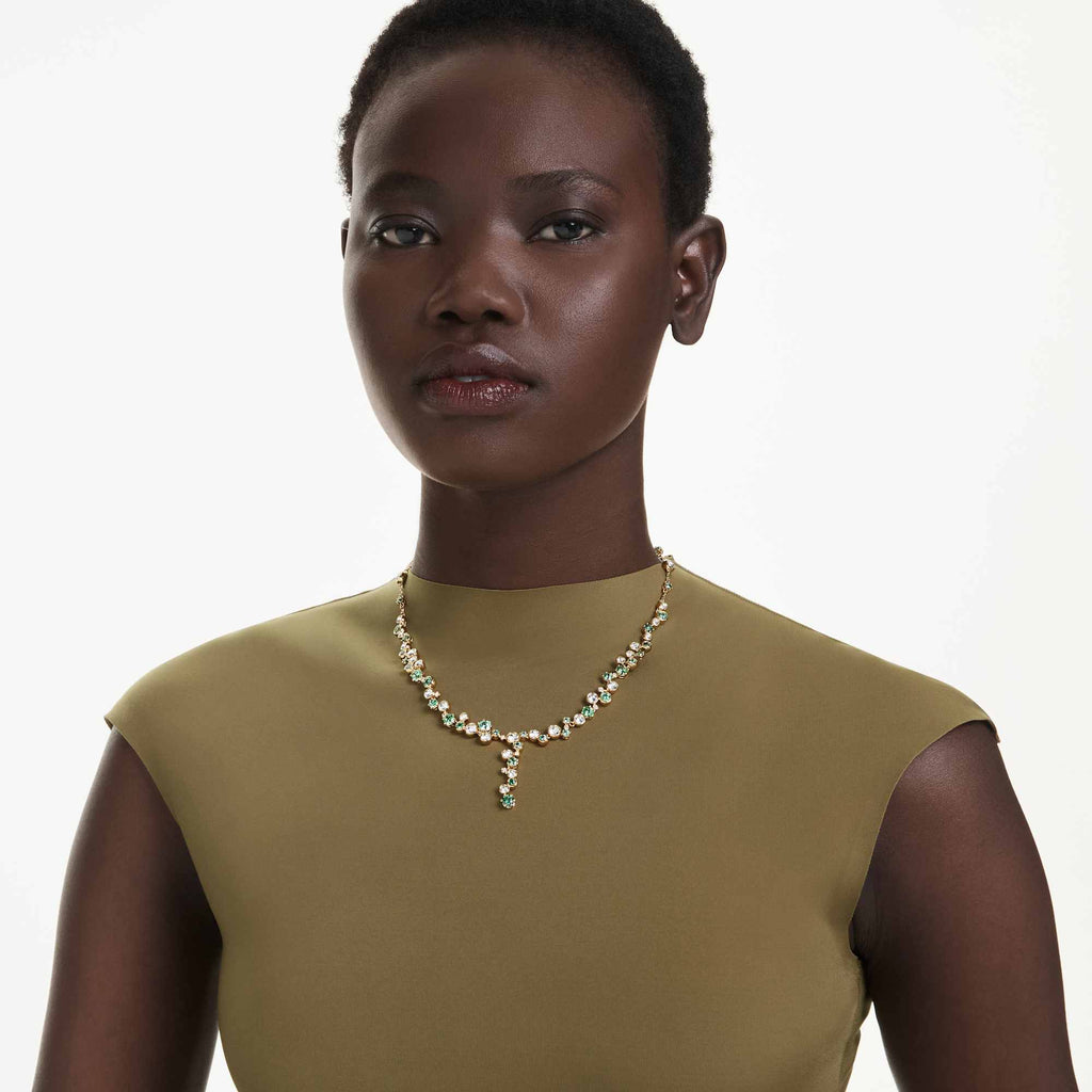 Constella Y necklace, Mixed cuts, Green, Gold-tone plated - Shukha Online Store