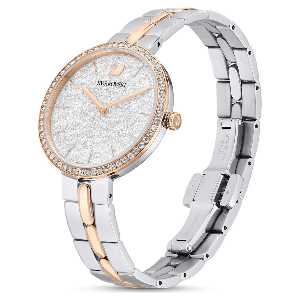 Cosmopolitan watch Swiss Made, Metal bracelet, White, Rose gold-tone finish - Shukha Online Store