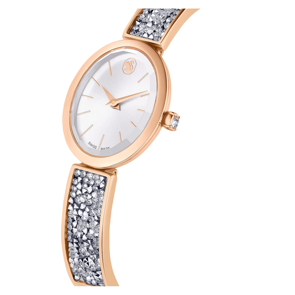 Crystal Rock Oval watch Swiss Made, Metal bracelet, Rose gold tone, Rose gold-tone finish - Shukha Online Store
