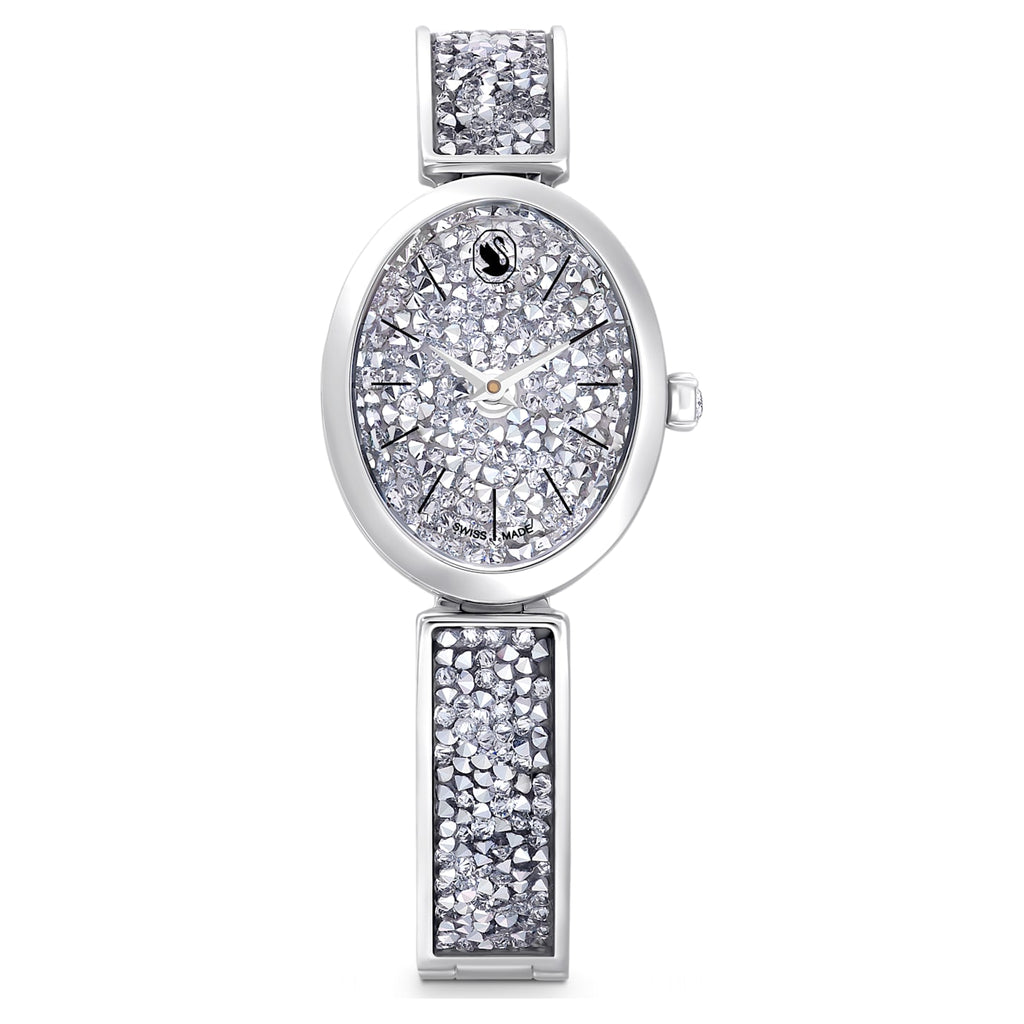 Crystal Rock Oval watch Swiss Made, Metal bracelet, Silver tone, Stainless steel - Shukha Online Store