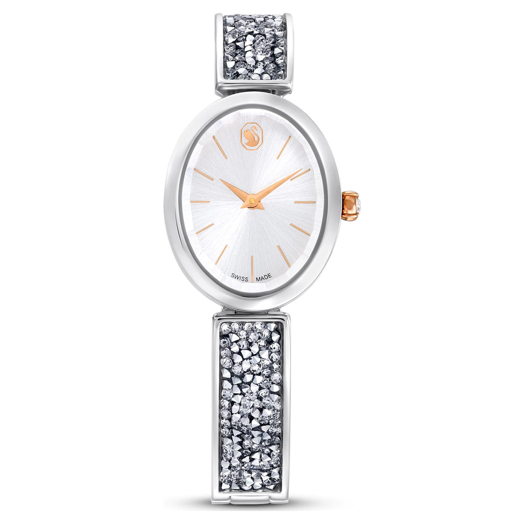 Crystal Rock Oval watch Swiss Made, Metal bracelet, White, Stainless steel - Shukha Online Store