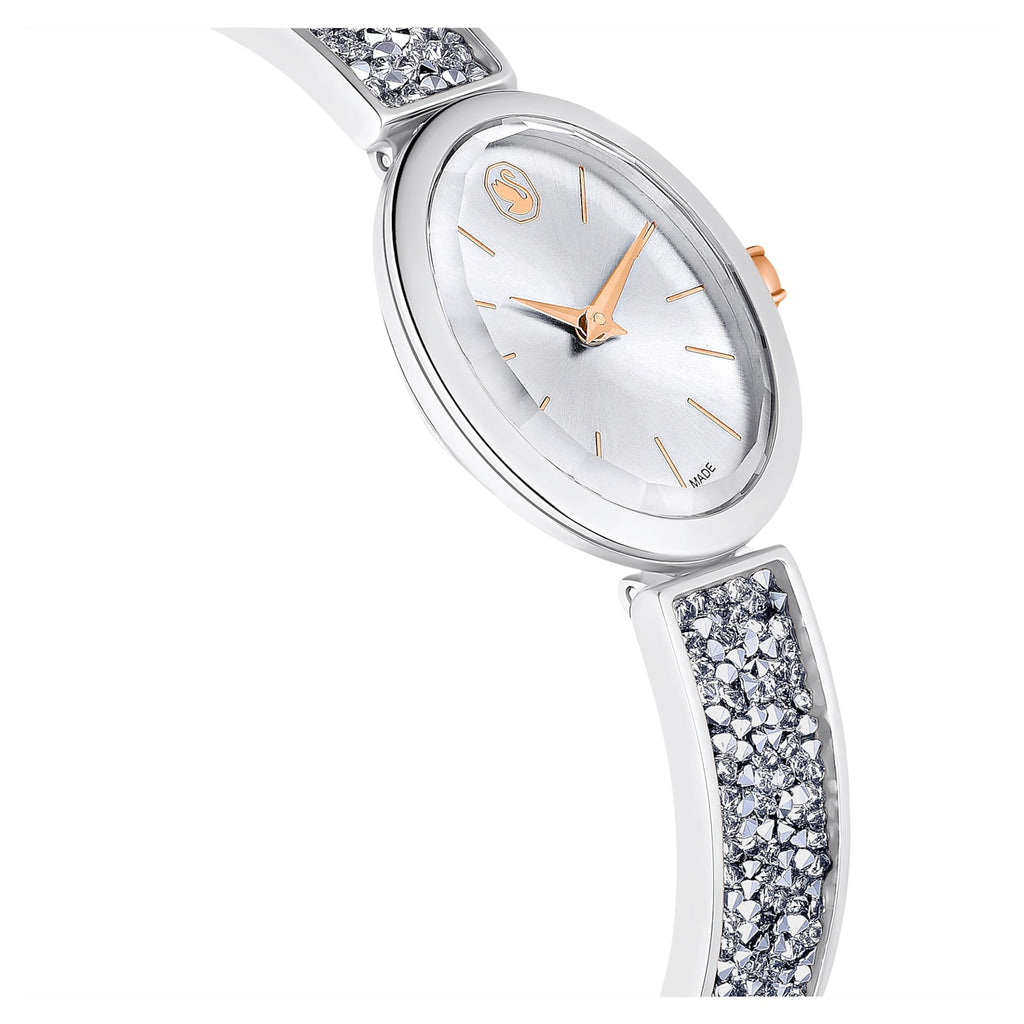 Crystal Rock Oval watch Swiss Made, Metal bracelet, White, Stainless steel - Shukha Online Store