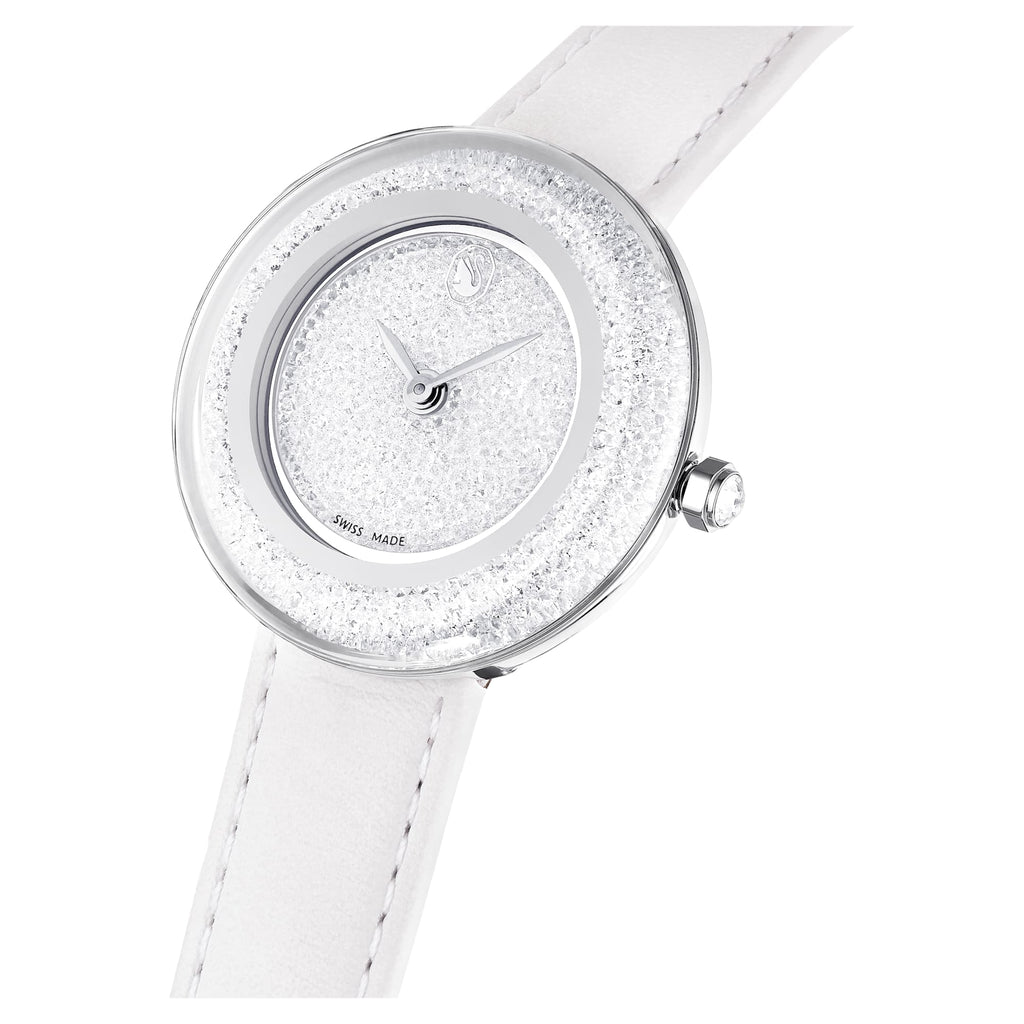 Crystalline Lustre watch Swiss Made, Leather strap, White, Stainless steel - Shukha Online Store