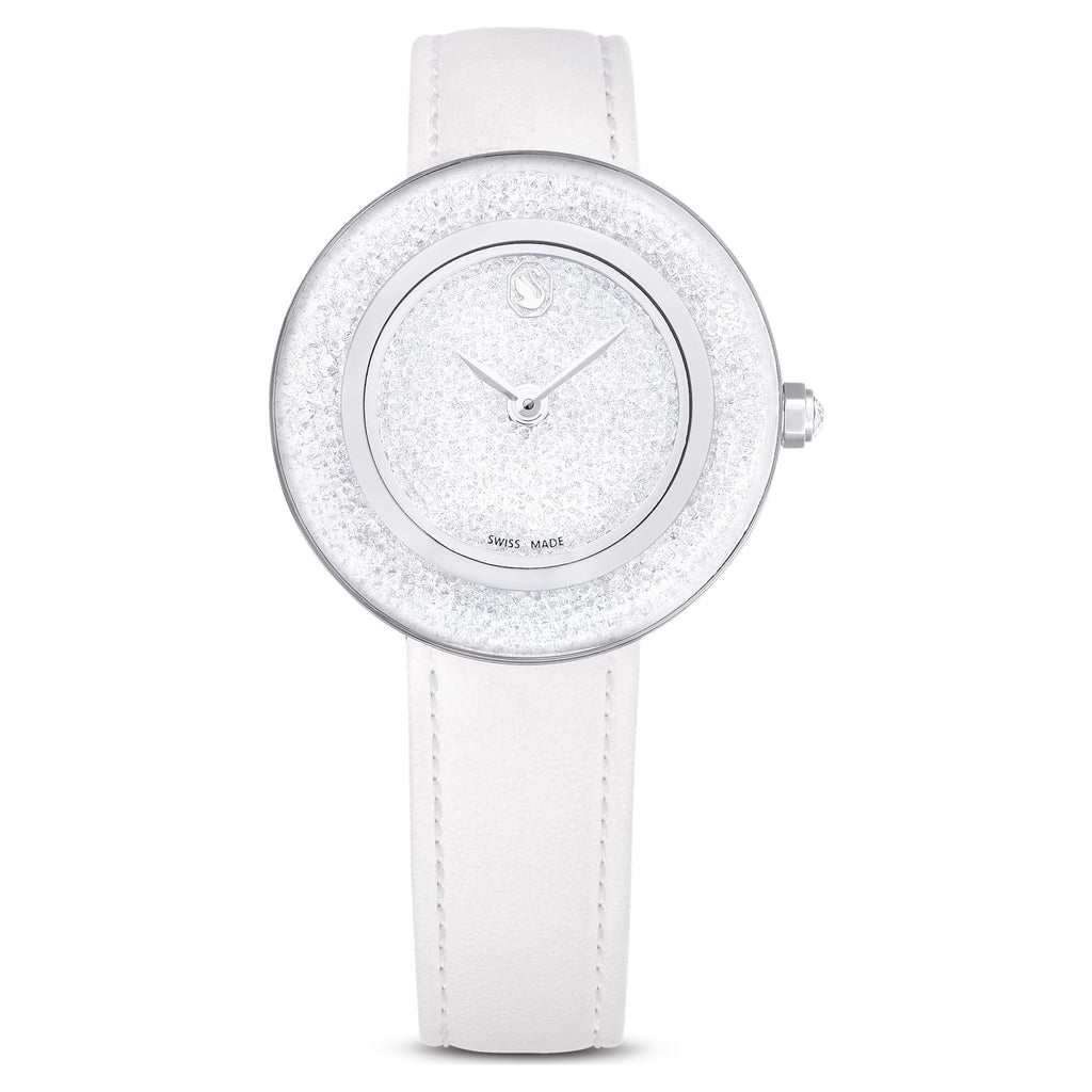 Crystalline Lustre watch Swiss Made, Leather strap, White, Stainless steel - Shukha Online Store