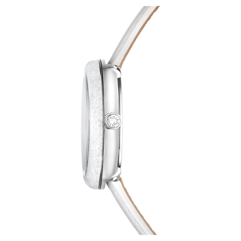 Crystalline Lustre watch Swiss Made, Leather strap, White, Stainless steel - Shukha Online Store