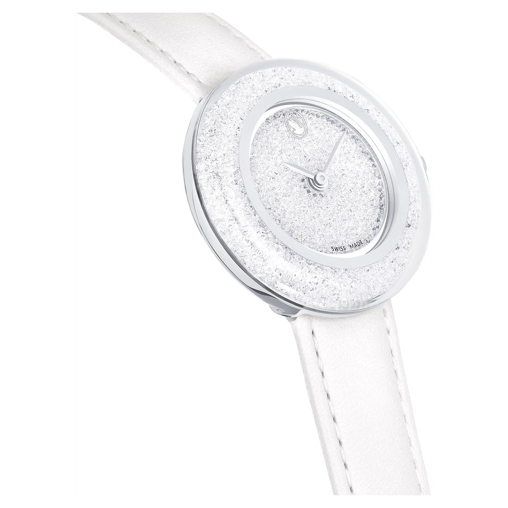 Crystalline Lustre watch Swiss Made, Leather strap, White, Stainless steel - Shukha Online Store