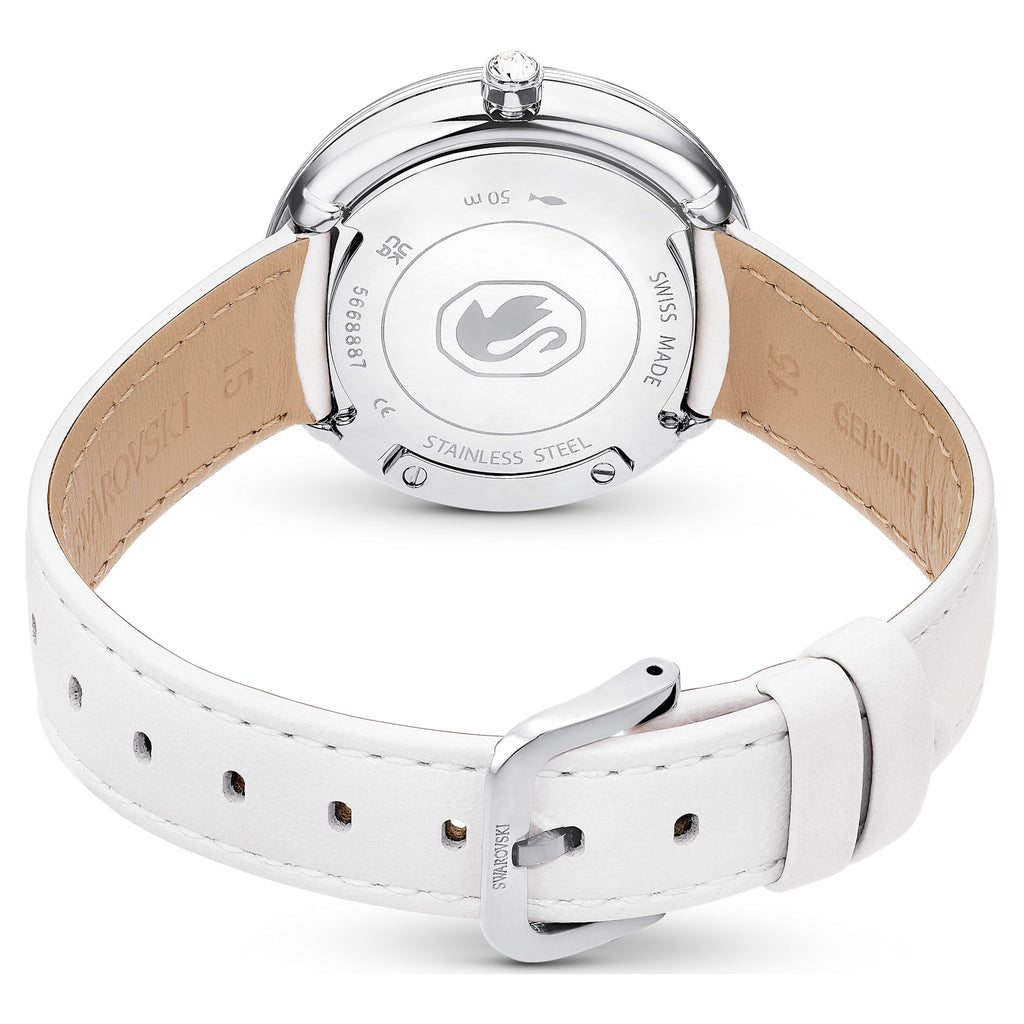 Crystalline Lustre watch Swiss Made, Leather strap, White, Stainless steel - Shukha Online Store