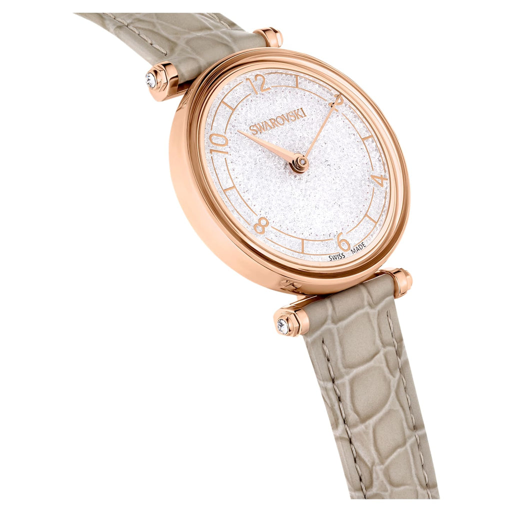 Crystalline Wonder watch Swiss Made, Leather strap, Beige, Rose gold-tone finish - Shukha Online Store