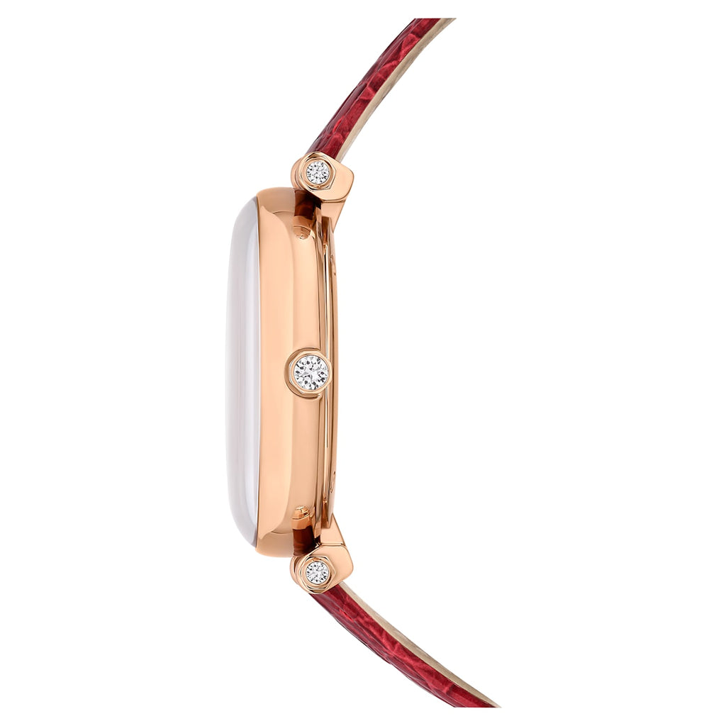 Crystalline Wonder watch Swiss Made, Leather strap, Red, Rose gold-tone finish - Shukha Online Store
