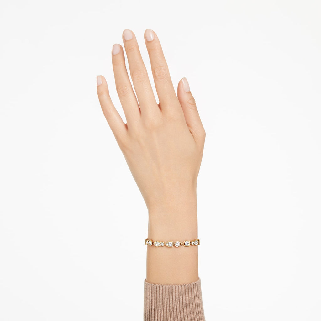 Dextera bracelet Mixed cuts, White, Gold-tone plated - Shukha Online Store