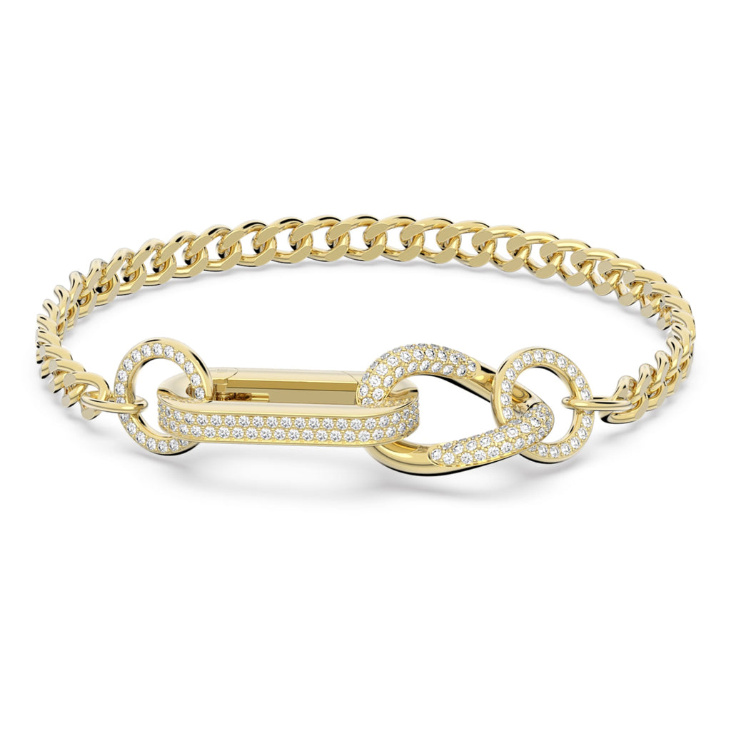 Dextera bracelet Pavé, Mixed links, White, Gold-tone plated - Shukha Online Store