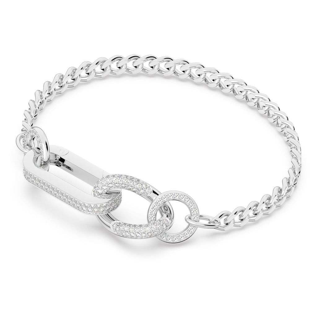 Dextera bracelet Pavé, Mixed links, White, Rhodium plated - Shukha Online Store