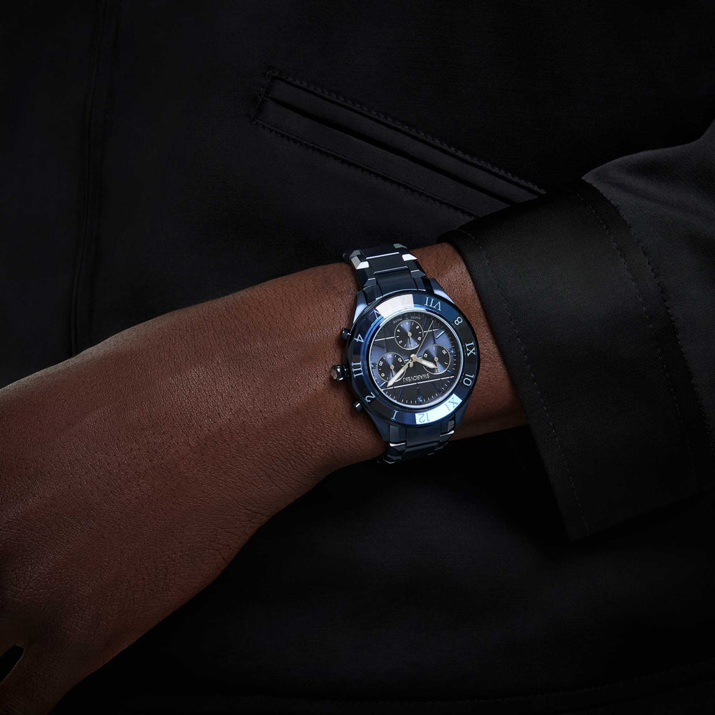 Dextera chrono watch 39mm, Swiss Made, Metal bracelet, Blue, Blue finish - Shukha Online Store