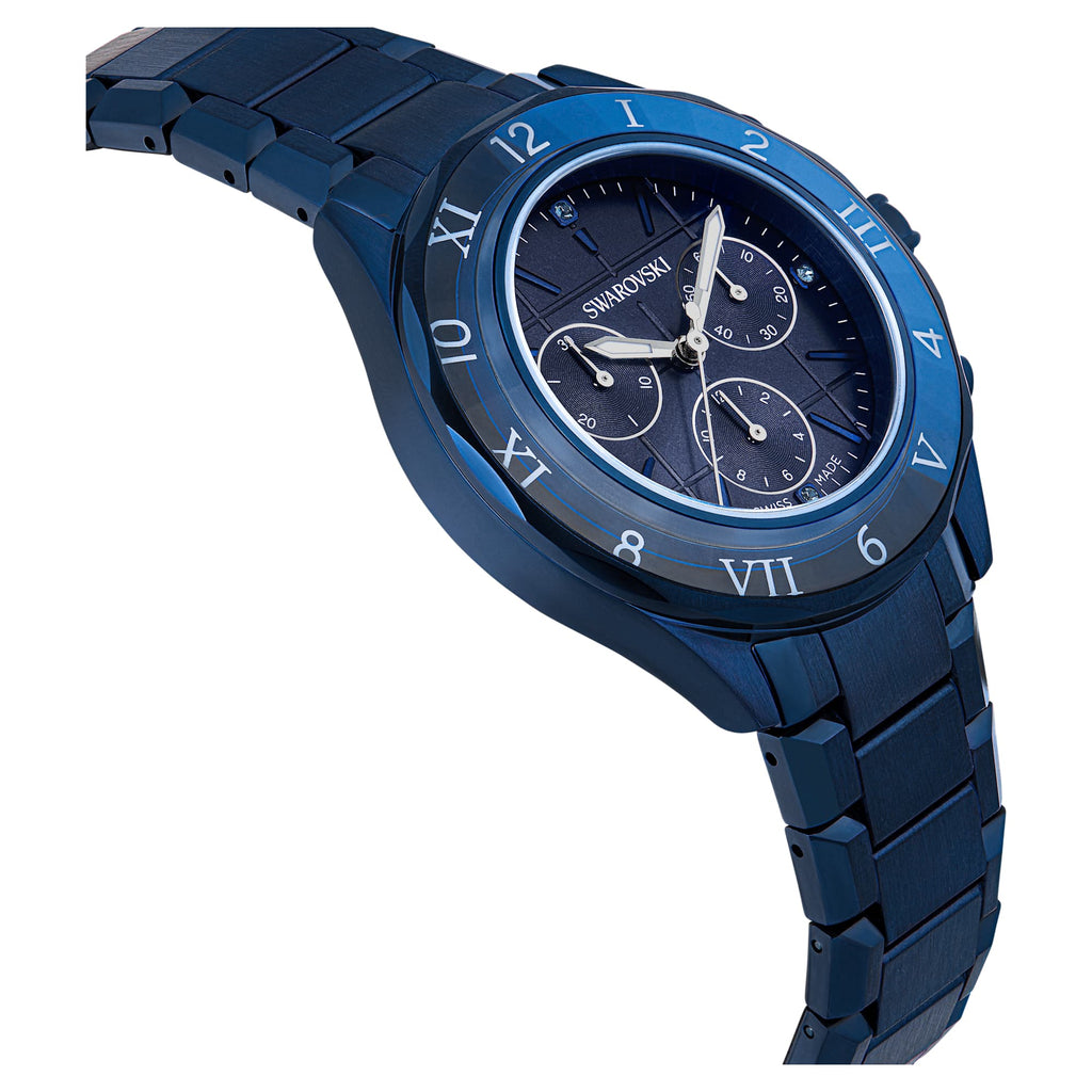Dextera chrono watch 39mm, Swiss Made, Metal bracelet, Blue, Blue finish - Shukha Online Store