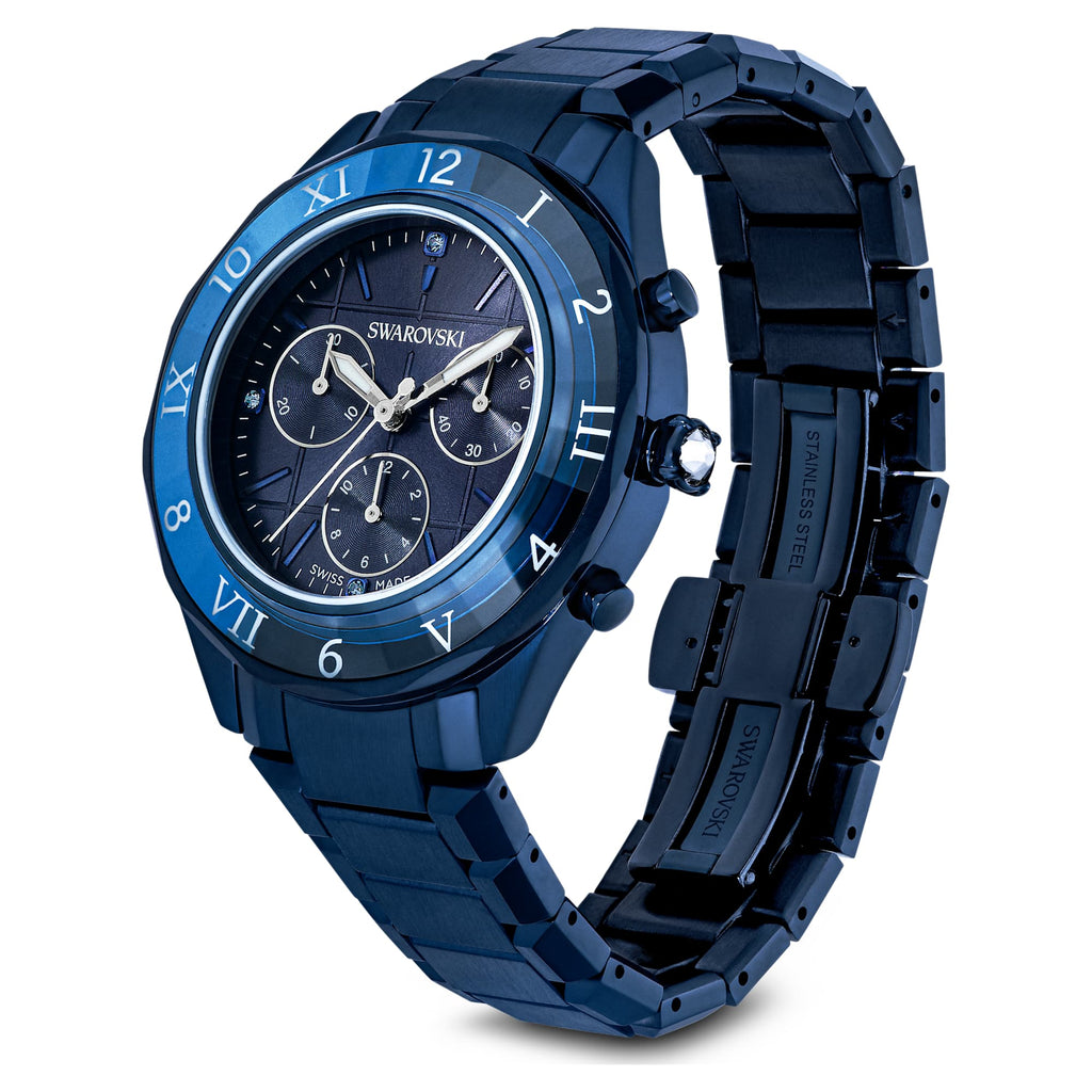 Dextera chrono watch 39mm, Swiss Made, Metal bracelet, Blue, Blue finish - Shukha Online Store