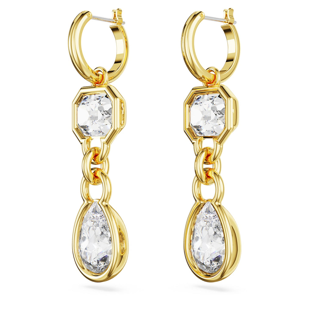 Dextera drop earrings Mixed cuts, White, Gold-tone plated - Shukha Online Store